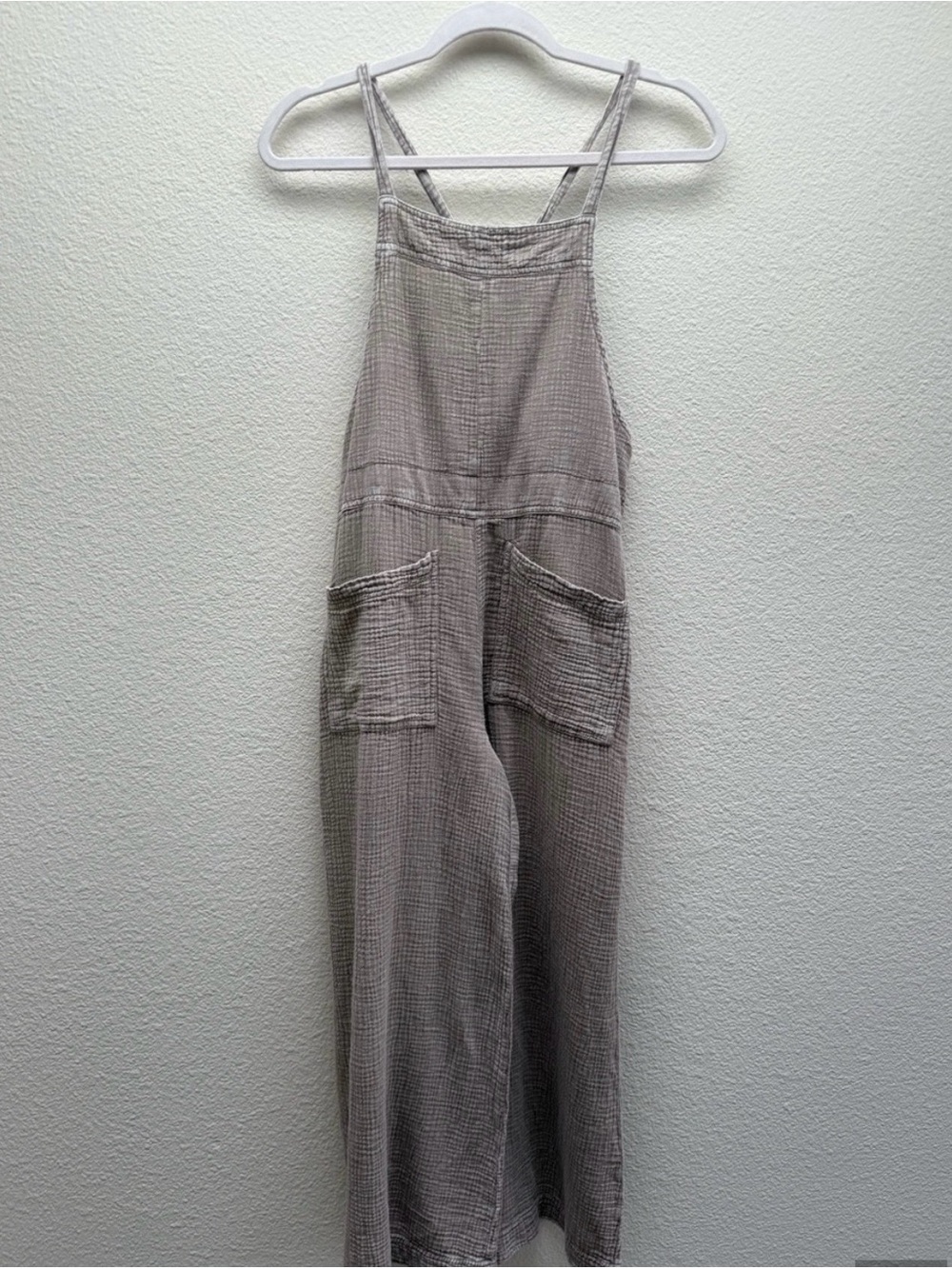 Easel Mineral Washed Gauze Overalls Jumpsuit